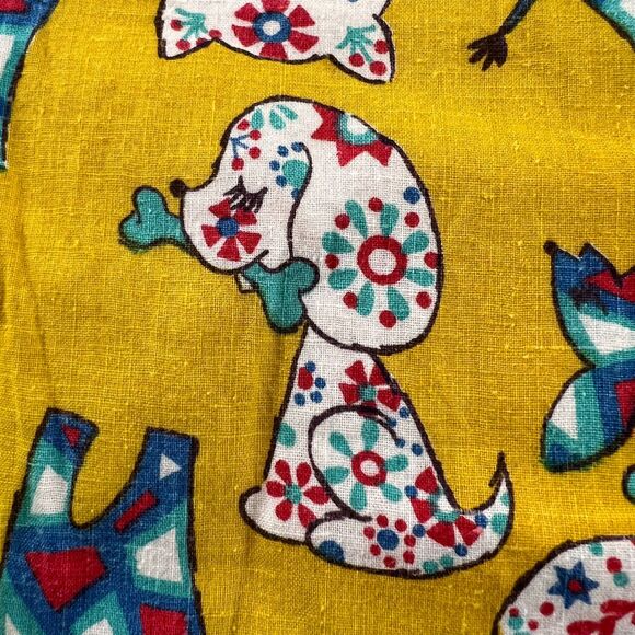 Retro Vintage HAND STITCHED Child Blanket Yellow Orange Multi Animals ADORABLE - Picture 7 of 13